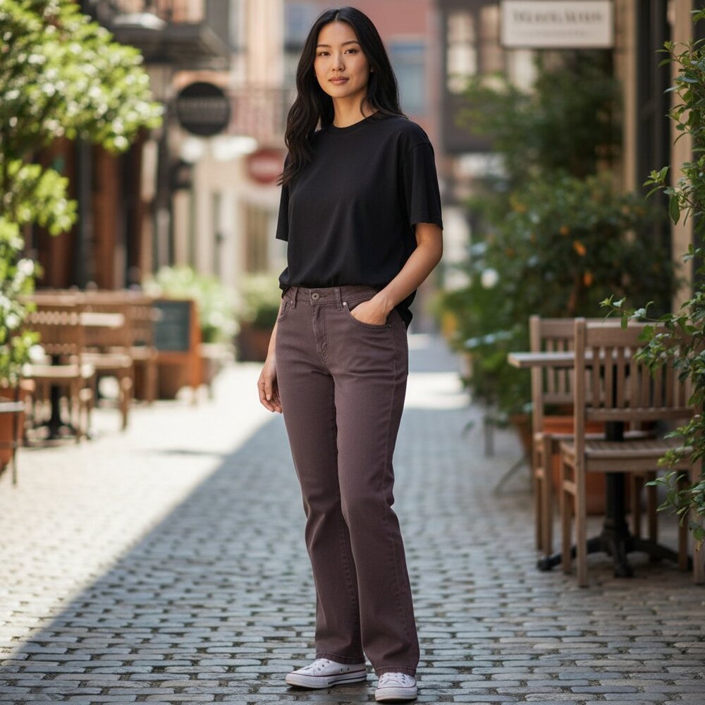 L.L. BEAN Women's Straight Leg Low-Rise Plum Chino Pants | Size 8P